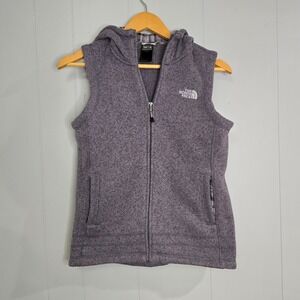 The North Face Vest Womens Small Heather Purple Hooded Fleece Lined Zip Gorpcore